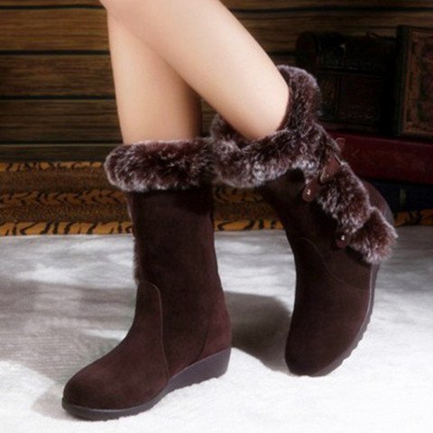 Snow Boots Mid-calf Faux Fur Plush Winter Women Boots