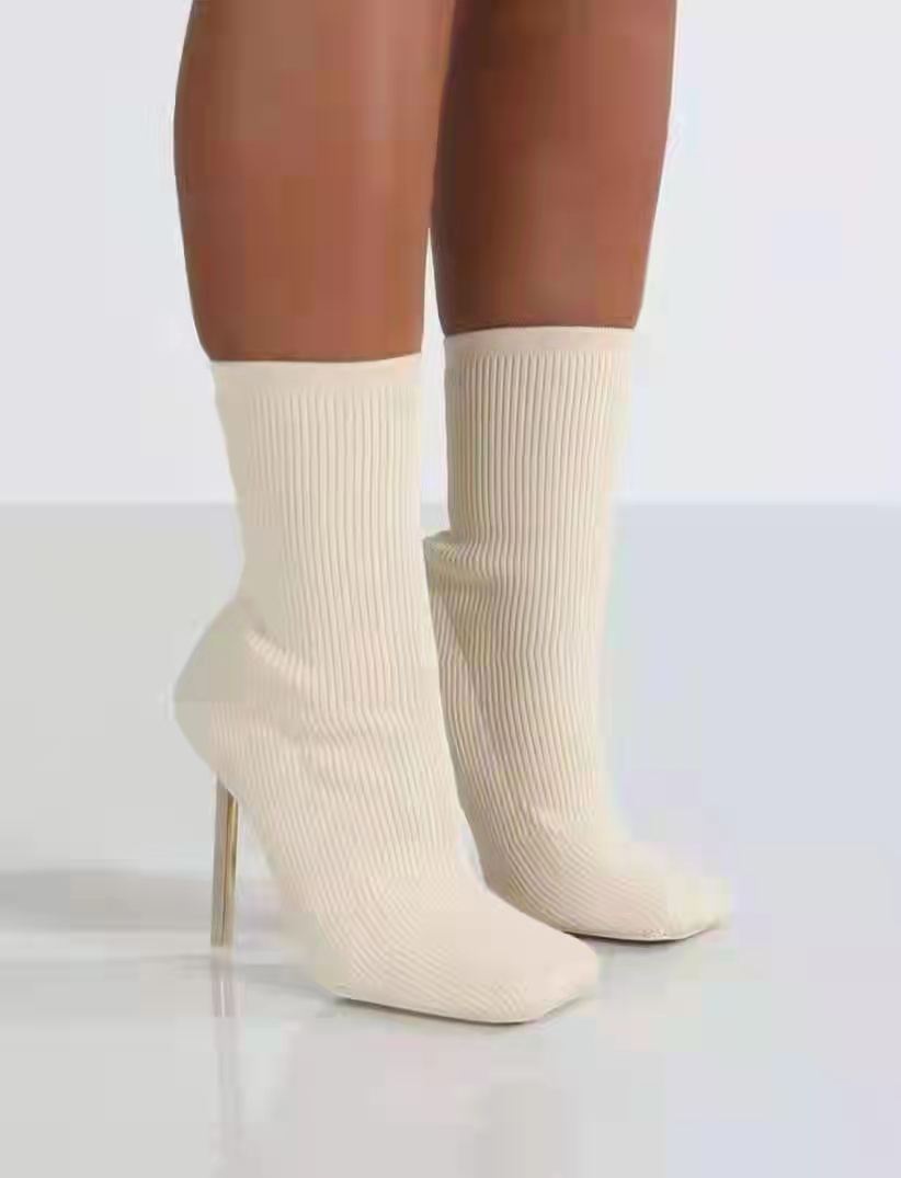 Square-Toe  Sock Boots