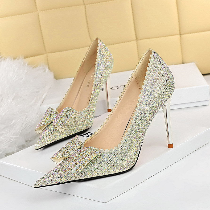 Sweet Women''s Princess Wedding Shoes Thin High Heels Shallow Mouth