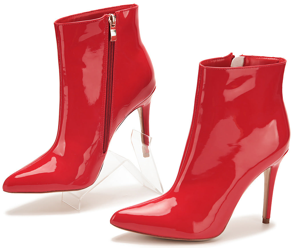 Patent Leather High Heel Boots