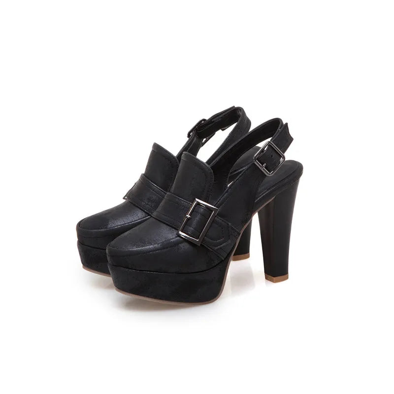 YMECHIC 2022 Vintage Khaki Black Platform Spike High Heels Buckle Retro Ladies Slingbacks Daily Womens Shoes Heels Pumps Summer