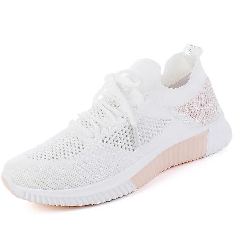 Women Shoes 2022 Spring White New Breathable Sports Mesh Versatile Summer  Hollow Walking Flying Woven No-slip Ladies Sneakers