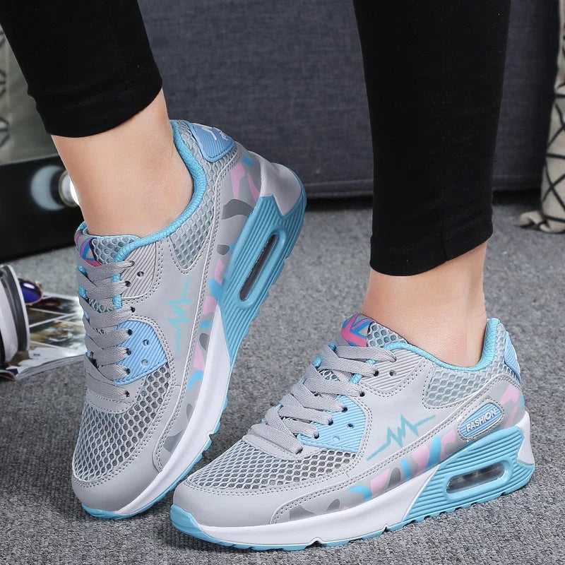 Running Shoes New Mesh Breathable Unisex Air Cushion Woman Sports Shoes Brand Lace-up Men Outdoor Sneakers Brand Fitness Shoes