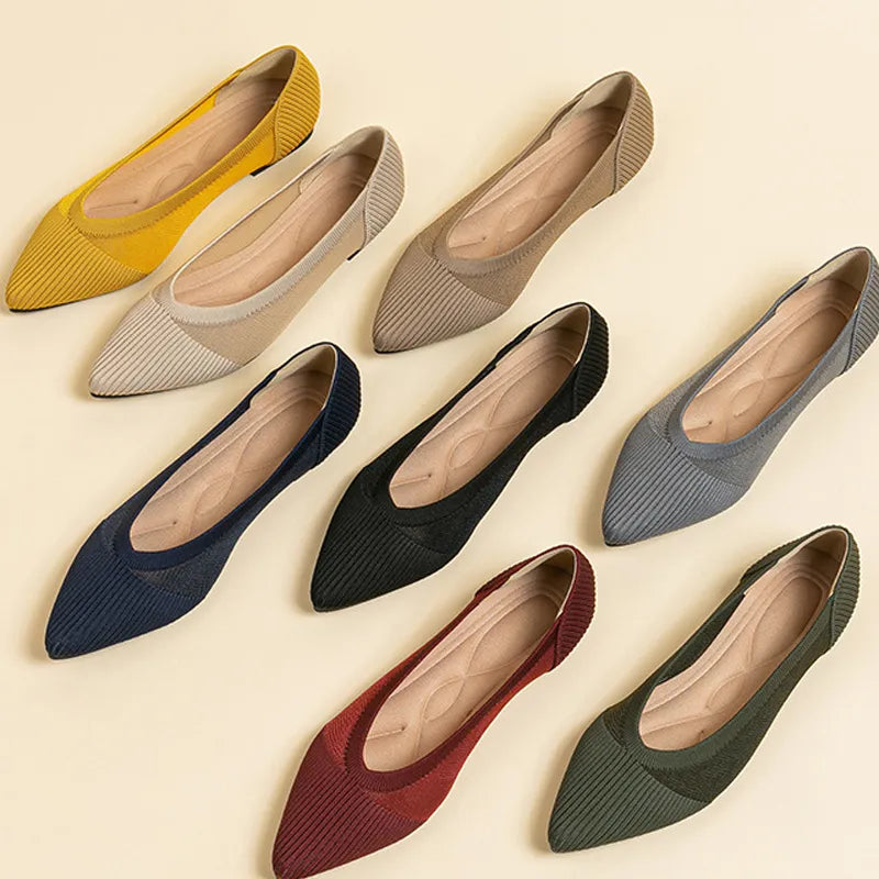 Summer Women's Flat Shoes Breathable Mesh Non slip Rubber Sole Fashion Soft Lightweight Solid Color Pointed Shoes 2023 New