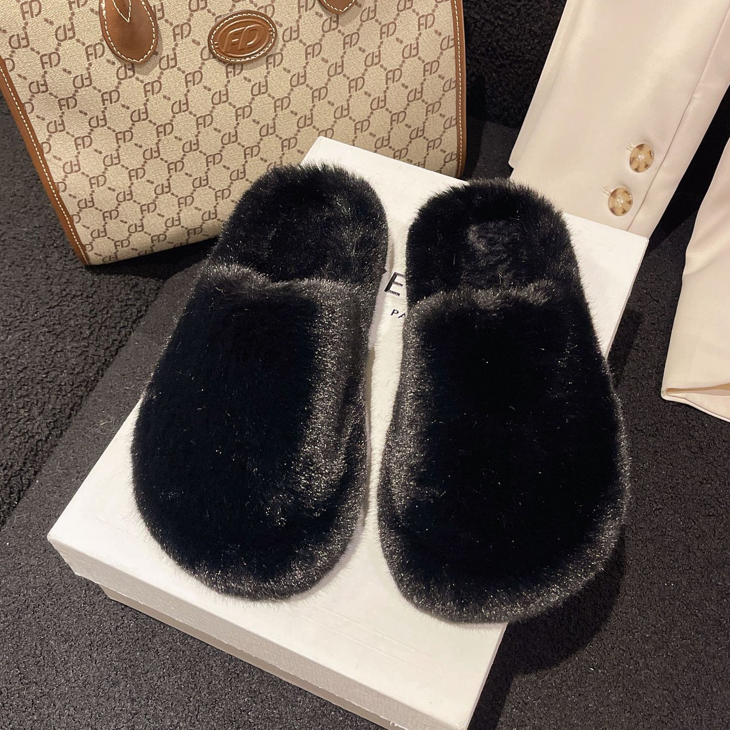 Women Home Slippers Winter Warm Shoes With 3cm Heel