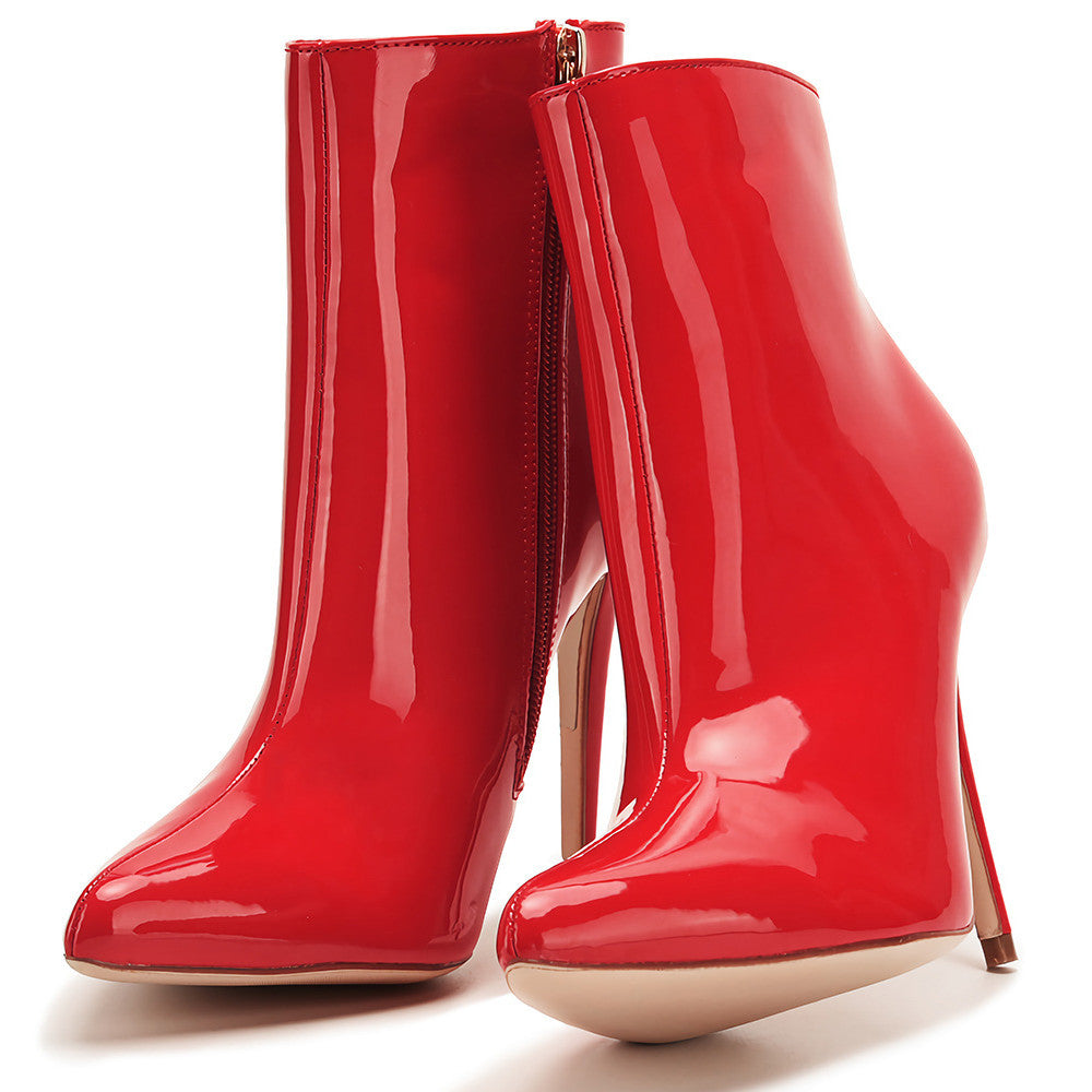 Patent Leather High Heel Boots